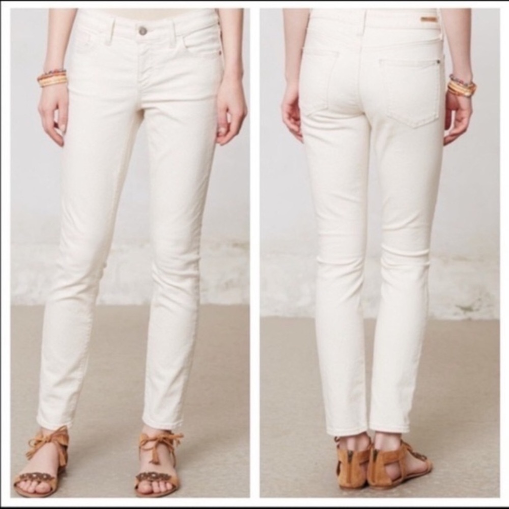 Pilcro and the Letterpress Sz 28 Anthropologie Stet Cream Slim Ankle Pants